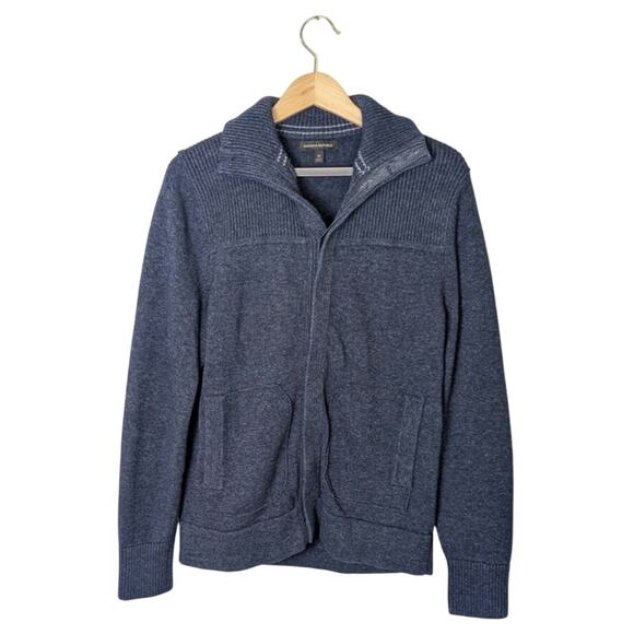 Banana Republic Navy Button Down Collared Sweater Cardigan Men's Size M Preppy - Picture 1 of 13